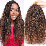 Xtrend 14inch Faux Locs Crochet Hair 16Strands/pack Wavy With Curly Hair Pre-looped Synthetic Bohemian Goddess Locs Crochet Braids Hair