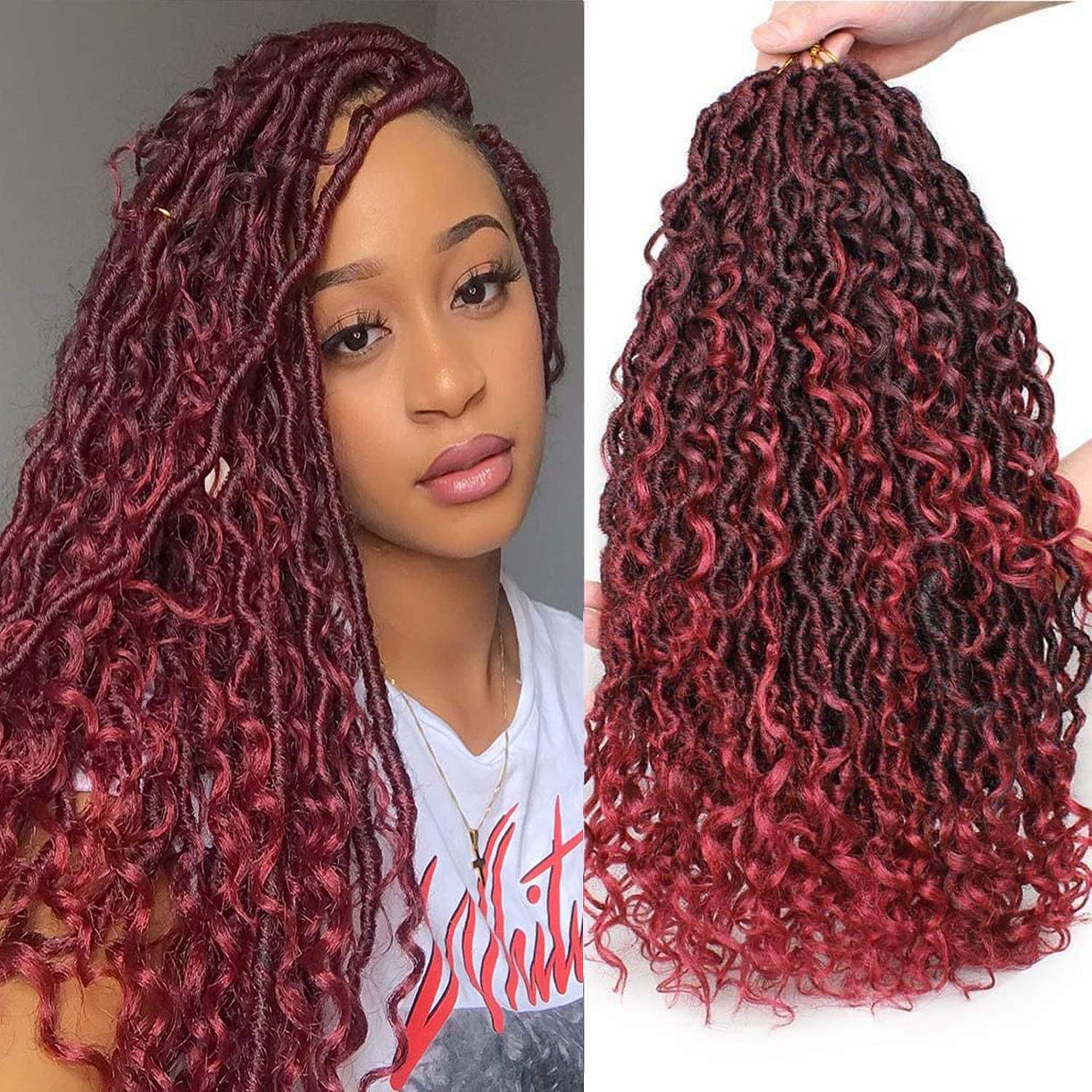 Synthetic Crochet Braids Hair Goddess Faux Locs Crochet Hair Soft Dread  Curly Hair Dreadlock 14/24