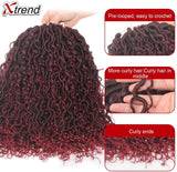 Xtrend 14inch Faux Locs Crochet Hair 16Strands/pack Wavy With Curly Hair Pre-looped Synthetic Bohemian Goddess Locs Crochet Braids Hair
