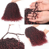Xtrend 14inch Faux Locs Crochet Hair 16Strands/pack Wavy With Curly Hair Pre-looped Synthetic Bohemian Goddess Locs Crochet Braids Hair