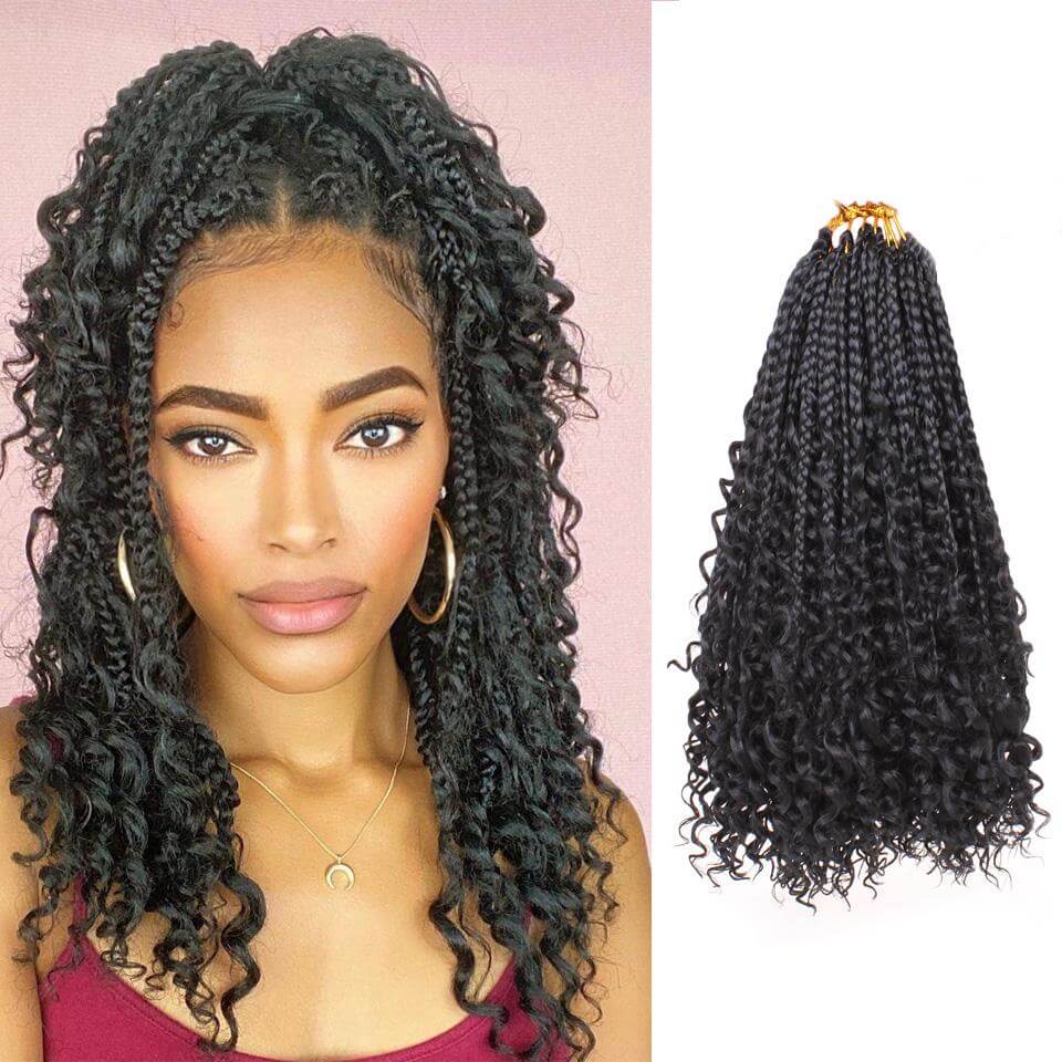 Xtrend Boho Bob Box Braids Crochet Hair with Curly Ends Goddess