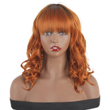 Xtrend 16 Inch Bangs Bob Short Curly Wigs Ombre Blond Wavy Wig Synthetic Heat Resistant Fiber Hair
