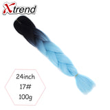 Xtrend ombré two tone hair Synthetic Rainbow Hair Jumbo Braids Crochet Hair 24inch Ombre Kanekalon Colorful Hair Braiding Hair Extensions