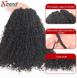 Xtrend 18inch Boho Faux Locs Crochet Hair Pre-Looped Bohemian Goddess Locs Hair Wavy Crochet Braids With Curly Hair 16Strands/pack