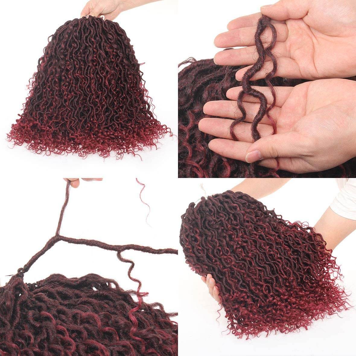 Xtrend 18inch Boho Faux Locs Crochet Hair Pre-Looped Bohemian Goddess Locs Hair Wavy Crochet Braids With Curly Hair 16Strands/pack