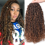 Xtrend 18inch Boho Faux Locs Crochet Hair Pre-Looped Bohemian Goddess Locs Hair Wavy Crochet Braids With Curly Hair 16Strands/pack