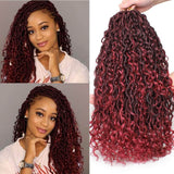 Xtrend 18inch Boho Faux Locs Crochet Hair Pre-Looped Bohemian Goddess Locs Hair Wavy Crochet Braids With Curly Hair 16Strands/pack