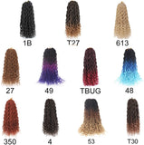 Xtrend Goddess Faux Locs Curly Crochet Braid Synthetic Hair 18'' 20roots Ombre Braiding Hair Brown High Temperature Fiber