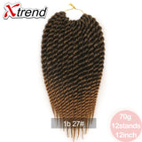 Xtrend 12'' 12roots/Pack Crochet Braid Hair Havana Twist Synthetic Ombre Kanekalon Jumbo Colorful Hair Braiding Hair Extensions Black Burgundy