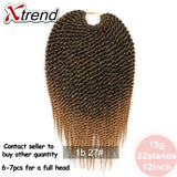 Xtrend 12inch 22roots Senegalese Twist Crochet Braid Hair Synthetic Ombre Kanekalon Colorful Hair Braiding Hair Extension