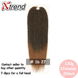 Xtrend Senegalese Twist Colorful Hair Crochet Braid Hair 22'' 22roots 120g Synthetic Ombre Braiding Hair Extension Rainbow Hair