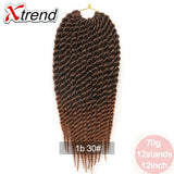 Xtrend 12'' 12roots/Pack Crochet Braid Hair Havana Twist Synthetic Ombre Kanekalon Jumbo Colorful Hair Braiding Hair Extensions Black Burgundy