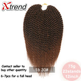 Xtrend 12inch 22roots Senegalese Twist Crochet Braid Hair Synthetic Ombre Kanekalon Colorful Hair Braiding Hair Extension