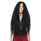 Ombre Blonde Lace Front Synthetic Hair Wigs for Women Long Kinky Curly Hair 3 Tone Ombre Black to Blonde Wig Natural Heat Resistant Synthetic Daily Wigs 30 Inch