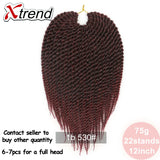 Xtrend 12inch 22roots Senegalese Twist Crochet Braid Hair Synthetic Ombre Kanekalon Colorful Hair Braiding Hair Extension