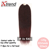 Xtrend Senegalese Twist Colorful Hair Crochet Braid Hair 22'' 22roots 120g Synthetic Ombre Braiding Hair Extension Rainbow Hair