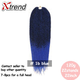 Xtrend Senegalese Twist Colorful Hair Crochet Braid Hair 22'' 22roots 120g Synthetic Ombre Braiding Hair Extension Rainbow Hair