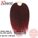 Xtrend 12inch 22roots Senegalese Twist Crochet Braid Hair Synthetic Ombre Kanekalon Colorful Hair Braiding Hair Extension