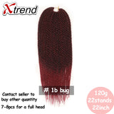 Xtrend Senegalese Twist Colorful Hair Crochet Braid Hair 22'' 22roots 120g Synthetic Ombre Braiding Hair Extension Rainbow Hair