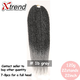 Xtrend Senegalese Twist Colorful Hair Crochet Braid Hair 22'' 22roots 120g Synthetic Ombre Braiding Hair Extension Rainbow Hair