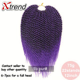 Xtrend 12inch 22roots Senegalese Twist Crochet Braid Hair Synthetic Ombre Kanekalon Colorful Hair Braiding Hair Extension