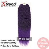 Xtrend Senegalese Twist Colorful Hair Crochet Braid Hair 22'' 22roots 120g Synthetic Ombre Braiding Hair Extension Rainbow Hair