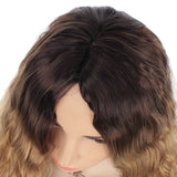 Ombre Blonde Lace Front Synthetic Hair Wigs for Women Long Kinky Curly Hair 3 Tone Ombre Black to Blonde Wig Natural Heat Resistant Synthetic Daily Wigs 30 Inch