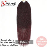 Xtrend 30Roots/Pack 22' Ombre Senegalese Twist Hair Synthetic Color Hair Crochet Braiding Hair Extensions Rainbow Hair