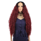 Ombre Blonde Lace Front Synthetic Hair Wigs for Women Long Kinky Curly Hair 3 Tone Ombre Black to Blonde Wig Natural Heat Resistant Synthetic Daily Wigs 30 Inch