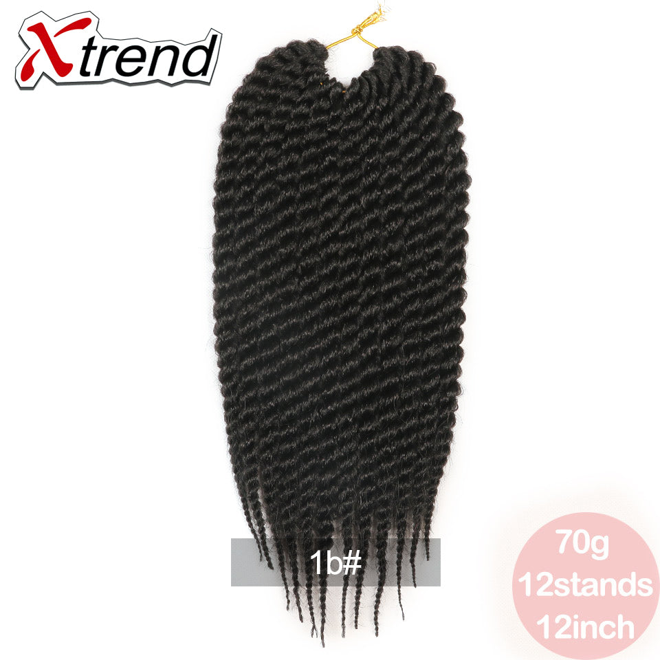 Xtrend 12'' 12roots/Pack Crochet Braid Hair Havana Twist Synthetic Ombre Kanekalon Jumbo Colorful Hair Braiding Hair Extensions Black Burgundy