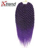 Xtrend 12'' 12roots/Pack Crochet Braid Hair Havana Twist Synthetic Ombre Kanekalon Jumbo Colorful Hair Braiding Hair Extensions Black Burgundy