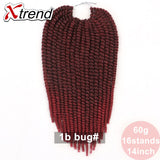 Xtrend 14'' 16stands Synthetic Havana Twist Crochet Braid Hair Ombre Braiding Hair Extension Jumbo Styles