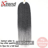 Xtrend 30Roots/Pack 22' Ombre Senegalese Twist Hair Synthetic Color Hair Crochet Braiding Hair Extensions Rainbow Hair