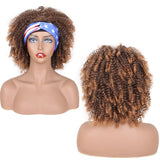 Headband Wig Afro Kinky Curly Synthetic Hair Wigs 8 Inch Short Natural Black