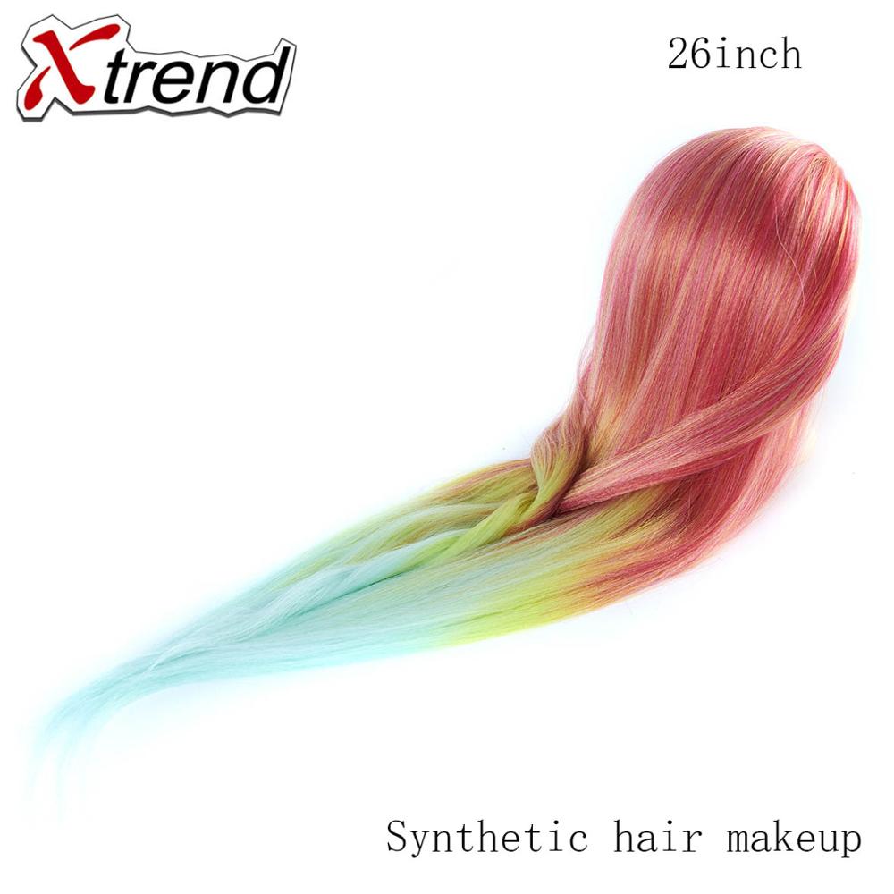 26 Inch Colorful Synthetic Long Hair Hairdressing Cosmetology Training Head  With Stand Mannequin Dummy Practice Manikin Head For Hairstyles +  Hairdressing Tool Set