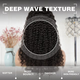 Headband Wigs With Bangs Deep Wave Short Curly Wig Human Hair For Women Glueless Natural Black