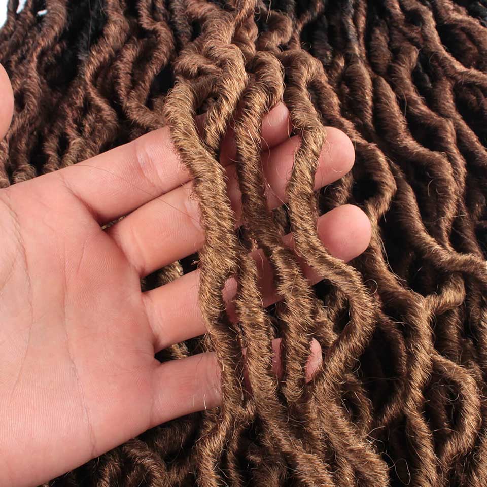 20 Inch Pre-Looped Goddess Faux Locs Wavy crochet braids ombre Gypsy dreadlocks curly braiding hair