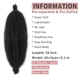 Xtrend Pre-Separated Springy Afro Twist Hair 8 Packs Spring Twist Hair For Distressed Soft Locs Natural Black Long Marley Twist Braiding Hair Synthetic Hair Extension For Black Women