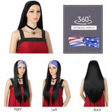 24inch Long Straight Headband Wigs for Women Synthetic Brown Wig Silky Straight Hair Wigs Daily Party