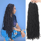 Xtrend Nu Soft Locs 24 Inch Crochet Braids Hair Soft Curly Wavy Goddess Faux Locs Braiding Hair Synthetic Fiber long Hair