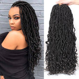 Donghou Faux Locs Braiding Crochet Hair 3Packs/Lot New Goddess Locs Crochet  Hair with Curly Ends Fiber Ombre Brown Braids Hair