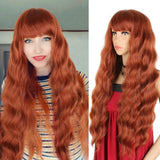 Xtrend 26 Inch Black Wigs With Bangs Synthetic Heat Resistant Curly Wavy Natural Long Loose Wigs Party Cosplay