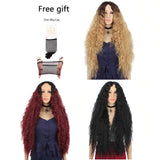 Ombre Blonde Lace Front Synthetic Hair Wigs for Women Long Kinky Curly Hair 3 Tone Ombre Black to Blonde Wig Natural Heat Resistant Synthetic Daily Wigs 30 Inch