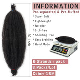 Xtrend Pre-Separated Springy Afro Twist Hair 8 Packs Spring Twist Hair For Distressed Soft Locs Natural Black Long Marley Twist Braiding Hair Synthetic Hair Extension For Black Women