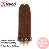 Xtrend Senegalese Twist Colorful Hair Crochet Braid Hair 22'' 22roots 120g Synthetic Ombre Braiding Hair Extension Rainbow Hair