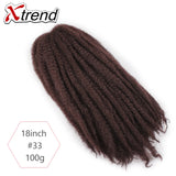 Xtrend 18inch 100g marley hair synthetic Kinky Straight Twist Hair Color Hair Crochet Braids Cubian Rainbow Braiding Hair
