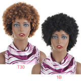 Synthetic Ombre Kinky Curly Wigs For Women Natural Black Brown Short Afro Fake Hair Heat Resistant Female Wig