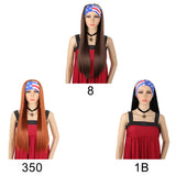 24inch Long Straight Headband Wigs for Women Synthetic Brown Wig Silky Straight Hair Wigs Daily Party
