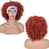 Headband Wig Afro Kinky Curly Synthetic Hair Wigs 8 Inch Short Natural Black