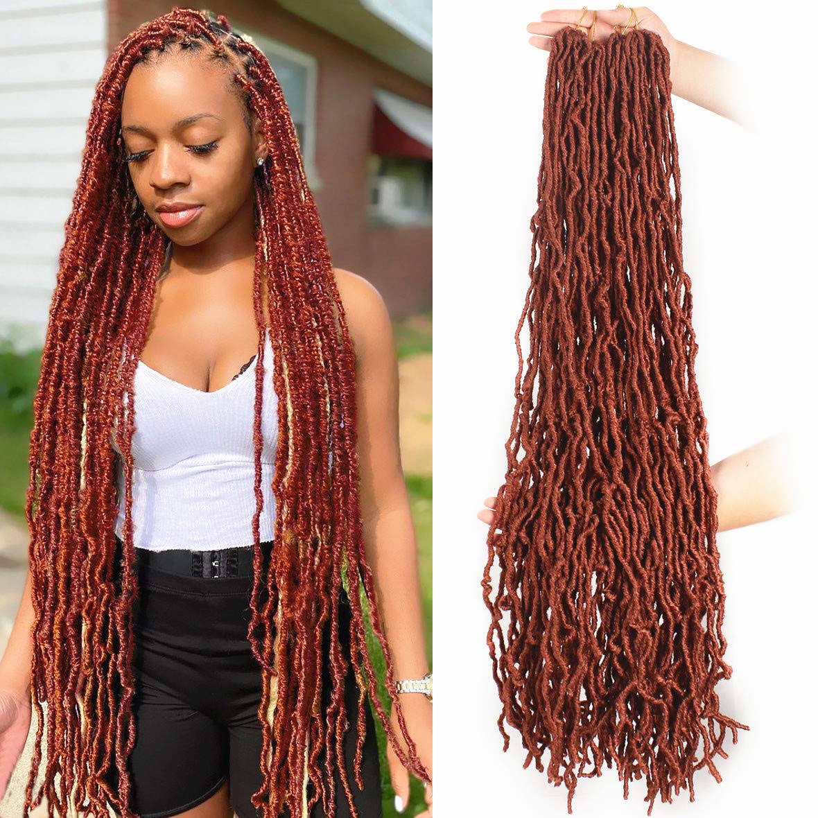 Short Faux Locs Crochet Bob Hair 12 inch 8 Packs Pre-Looped Wavy Ombre Goddess Synthetic Crochet Dreadlocks Hair Braids for Black Women Color